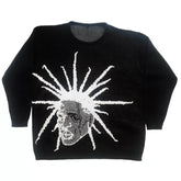 BLACK KNIT CLOUD Y2K Pullover