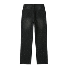 BLACK RHINESTONE CLOUD DENIM JEANS