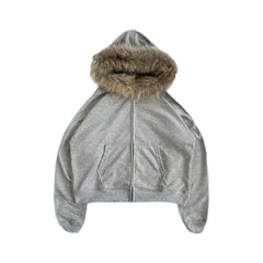 DARK FAUX FUR CLOUD Zipper Hoodie