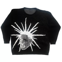 BLACK KNIT CLOUD Y2K Pullover