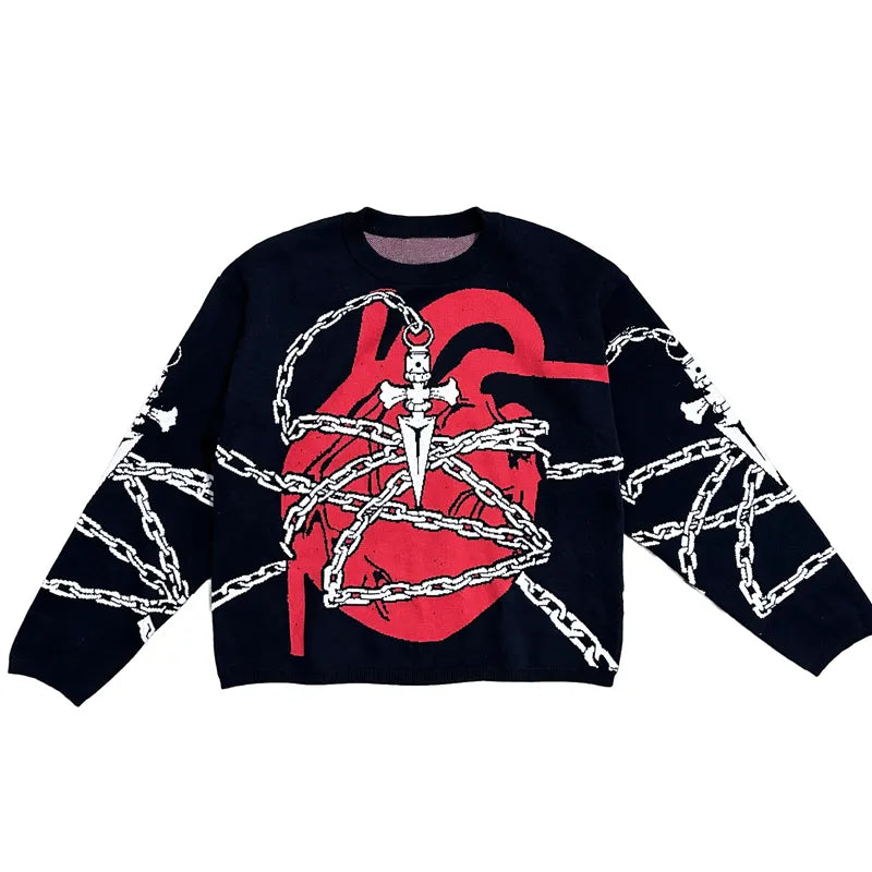 BLACK KNIT CLOUD Y2K Pullover