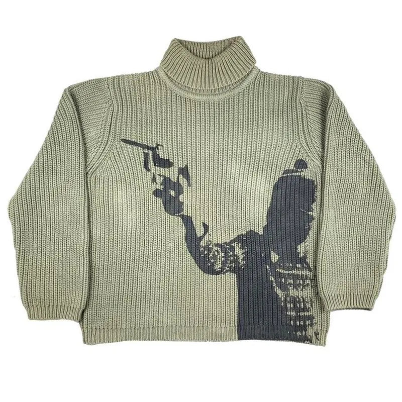 BLACK KNIT CLOUD Y2K Pullover