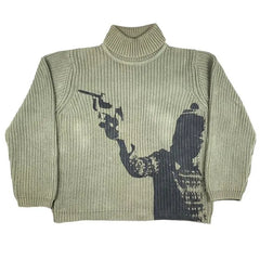 BLACK KNIT CLOUD Y2K Pullover
